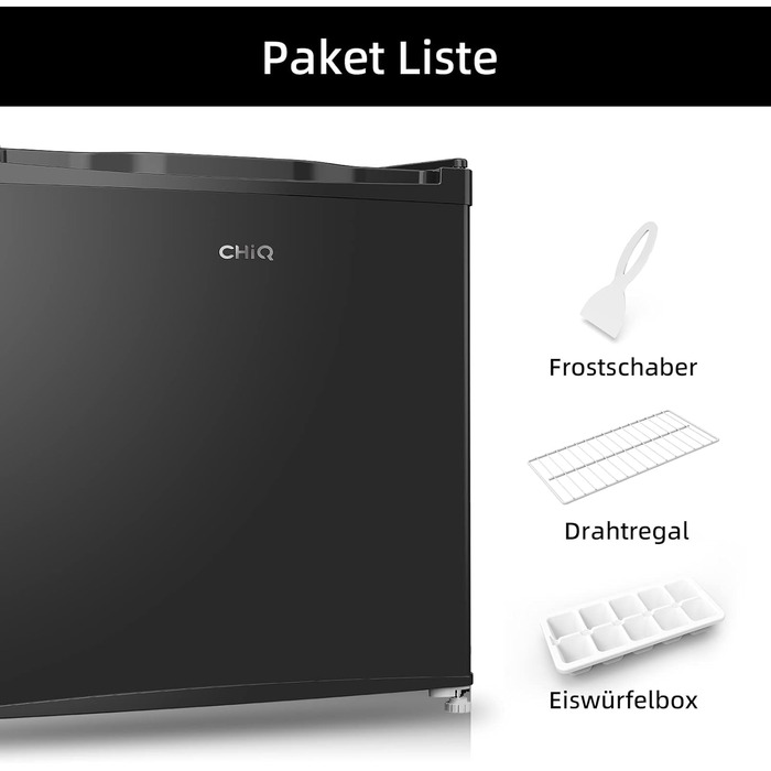 Міні-холодильник CHIQ 46 л з регулюванням температури, тихий (39 дБ), для офісу, кемпінгу, спальні, готелю, чорний