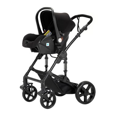 Дитяча коляска Reenborn 3 в 1, Buggy з двома режимами, алюмінієвий каркас, комплект, складна конструкція, колір Black