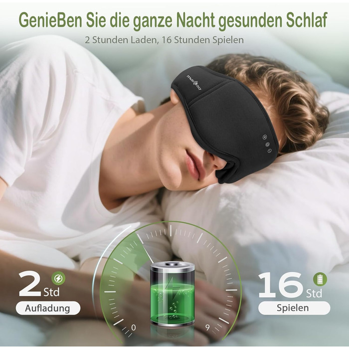 Маска для сну з навушниками Musicozy | 3D маска для сну з Bluetooth 5.4, м'яка бамбукова тканина, для подорожей та відпочинку