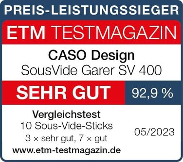 CASO SV400 Sous Vide Stick - Су-від прилад для приготування їжі, до 20л, IPX7