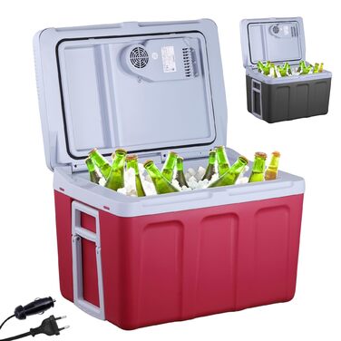 Автомобільний холодильник Arebos 40 л з функцією охолодження та підігріву, 12/230V, червоний