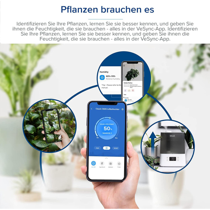 Зволожувач повітря Levoit для спальні, 23dB, верхній залив, для дитини, до 25 годин, 2,5 л, сірий, з поворотним соплом 360°