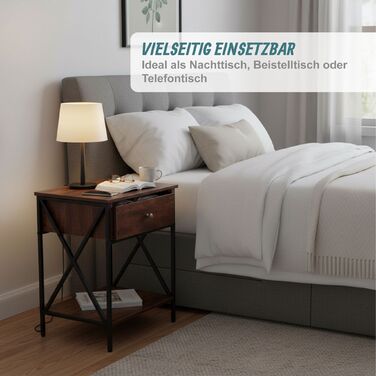 Relaxdays: Промисловий приліжкові столи з шухлядою та полицею