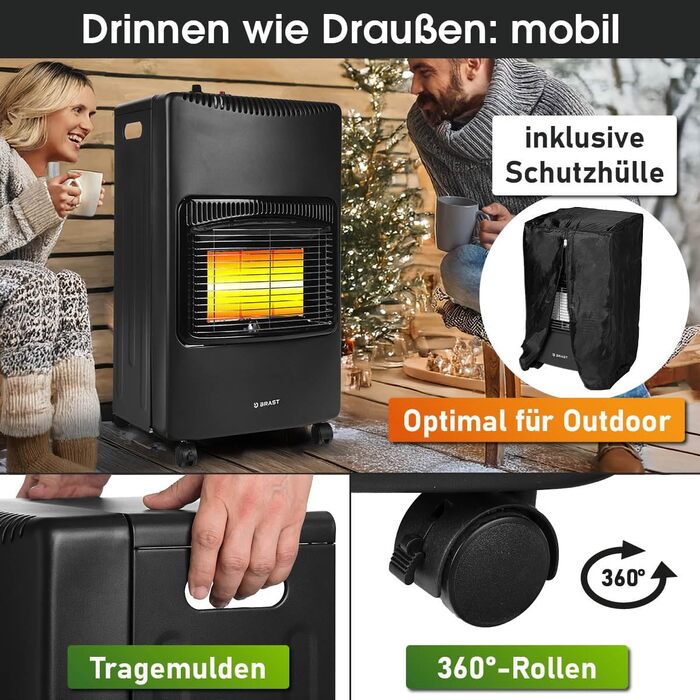 Газовий нагрівач BRAST Vulkan 4200W з керамічним нагрівачем | 3 режими нагріву | з захисним кожухом, редуктором, шлангом та індикатором рівня газу | складний та мобільний | для балонів до 15кг | газовий нагрівач, обігрівач, нагрівальний прилад