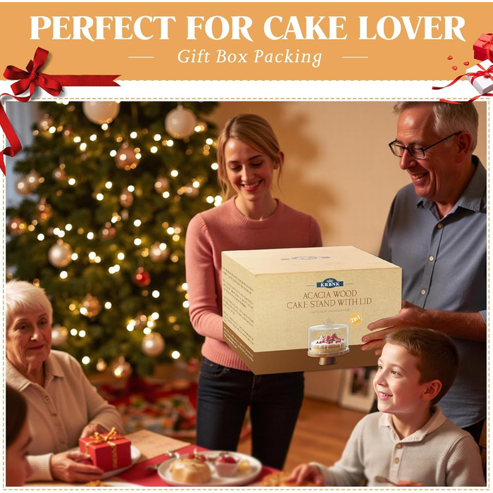 Дерев'яна підставка для тортів з кришкою, 30 см, поворотна, для випічки та декорування