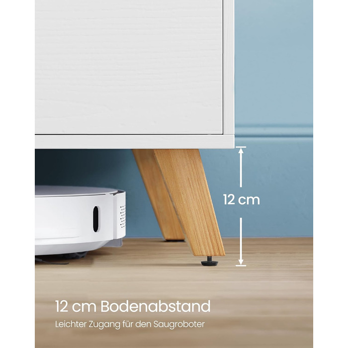 Тумба під телевізор VASAGLE 160 см, біла, з двома дверцятами, для ТВ до 65 дюймів, з регульованими полицями, для вітальні, спальні