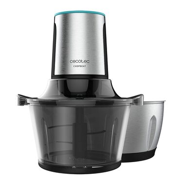 Подрібнювач Cecotec ChopBeat 2000 500W зі скляною чашею, 4 леза з нержавіючої сталі, 2 швидкості, миття в посудомийній машині