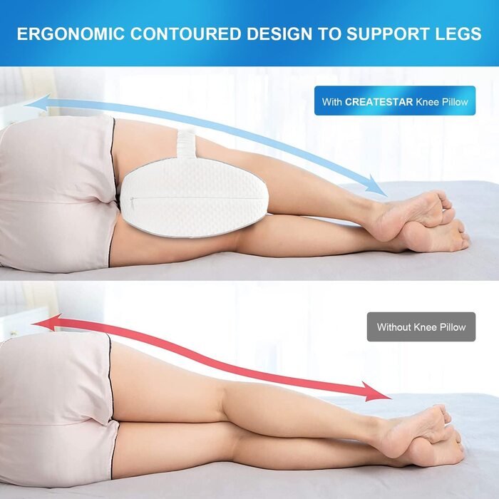 Ергономічна подушка між ніг для сну на боці CREATESTAR з ефектом пам'яті (Memory Foam) зі знімним чохлом