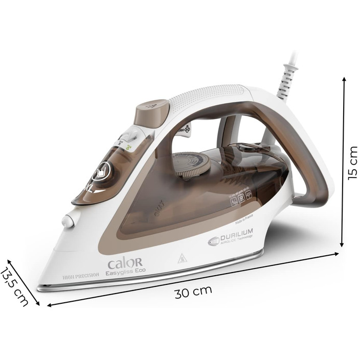 Праска Calor Easygliss Eco, 2800 Вт, 50 г/хв (пар), 240 г/хв (парний удар), Durilium Airglide, Made in France, FV5780C0