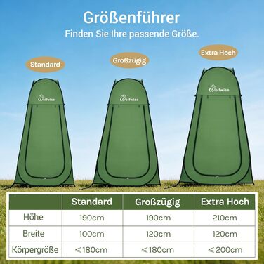 Складана душова та роздягальня палатка WolfWise для кемпінгу та пляжу, водонепроникна з UV-захистом, компактна (190x100 см), зелена