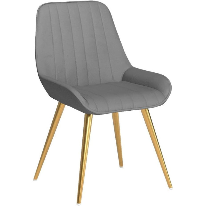 Набір з 4-х обідніх стільців Lestarain, для кухні, вітальні, їдальні, в стилі ретро, м'яке сидіння, металеві ніжки, до 150 кг, (велюр, світло-сірий)