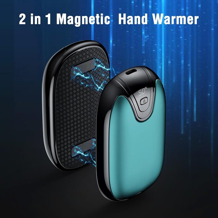 Електричні грілки для рук, набір 2 шт., перезаряджувані, портативні, 3 режими нагріву, ідеальний подарунок для спорту, гольфу, кемпінгу (блакитний)