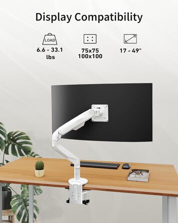 Кріплення для монітора Ergounion: підходить для екранів 13-40 дюймів (Flat/Curved, VESA, для 1 монітора)