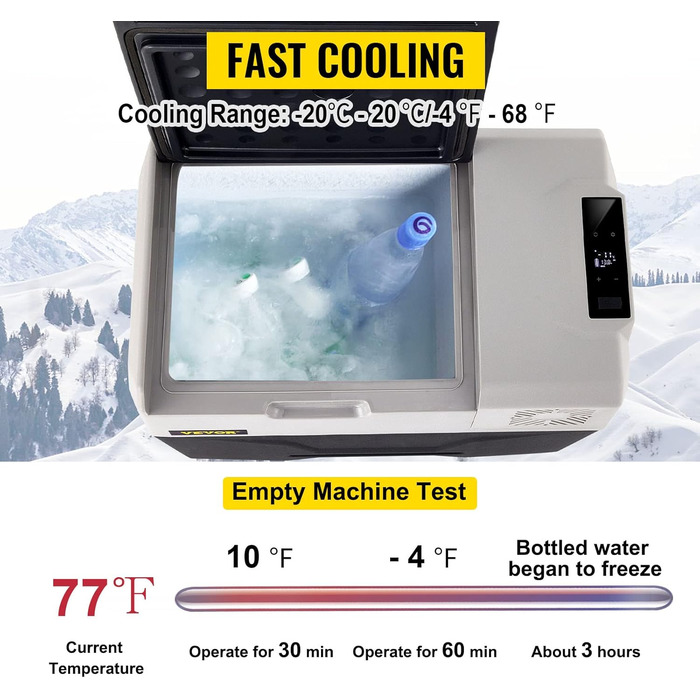 Автохолодильник VEVOR 35л нержавіюча сталь 12/24V DC та 220V AC, портативний компресорний міні-холодильник -20°C до +20°C для авто, вантажівок, кемпінгу, відпочинку