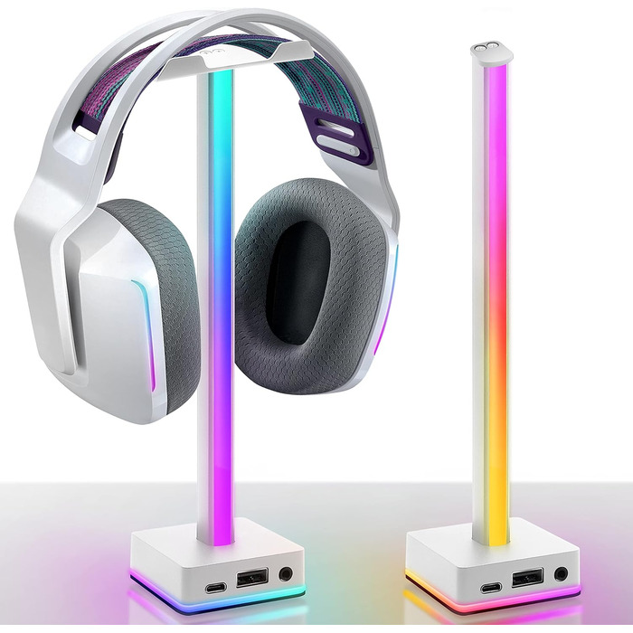 Підставка для навушників EZDIY-FAB RGB з USB LED, 50 колірних режимів, для ігрових ПК Аксесуари - білий