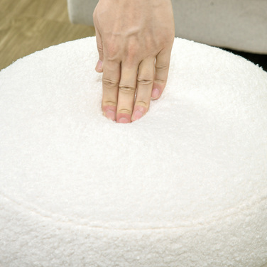 HOMCOM Ottoman Footstool Кругла тумба для ніг з подушкою сидіння для вітальні Спальні Кремовий білий Ø40 x 45 см