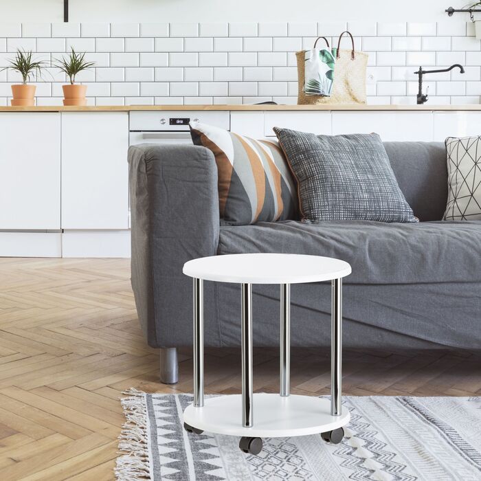 Зручний приставний столик Relaxdays на коліщатках з двома ящиками