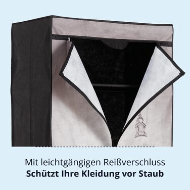Тканинна шафа KHG з двоповерховим шафою W75 x H160 x D45 см Шафа з штангою для одягу Мобільна кемпінгова шафа