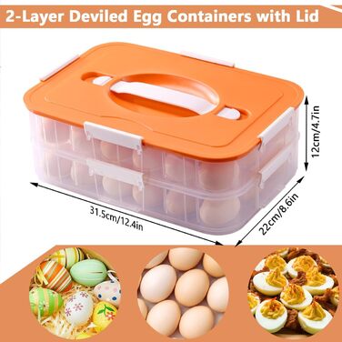 Контейнер для яєць з кришкою, 2-ярусний, 36 відділень, зелений, з ручкою та інжектором, для холодильника, складаний, портативний, прозорий, для вечірок, пікніків, подорожей