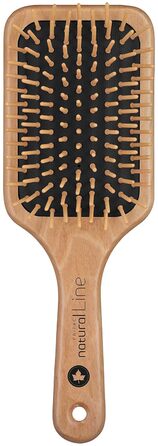 Дерев'яна щітка для волосся Fripac-Medis Paddle-Brush, 9-рядна, для щоденного розчісування та розплутування, закруглена щетина, антистатична