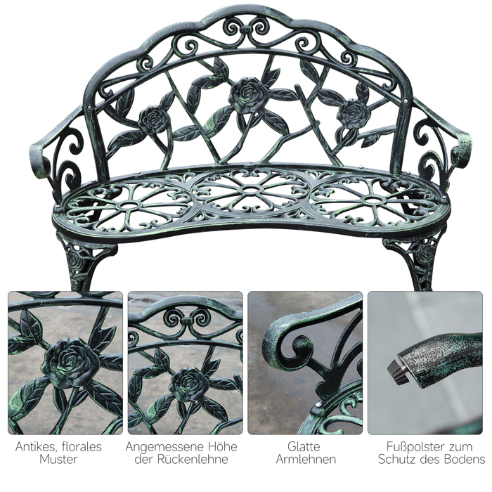 Outsunny Garden Лавка Паркова лавка Лавка Лавка Садові меблі 2-місна металева 100 x 54 x 78 см | Аосом