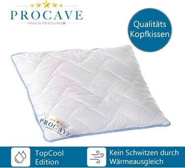 Подушка PROCAVE TopCool кипляча 80x80 см, якісна стьобана подушка, дихаюча подушка від алергії, зимова та літня подушка 100 з Німеччини (60 x 80 см)