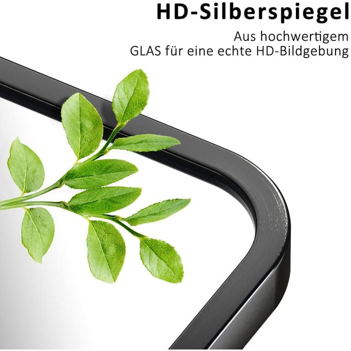 Круглий дзеркало Boromal Schwarz з ремінцем для стіни, великий, 50x70 см. Підходить для ванної кімнати, вітальні, спальні, передпокою.