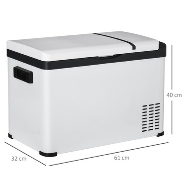 Outsunny Cooler Автомобіль 30 л з LCD дисплеєм Компресор Автомобільний холодильник Електричний човен Camper Travel 12/24 В постійного струму та 110-240 В змінного струму білий