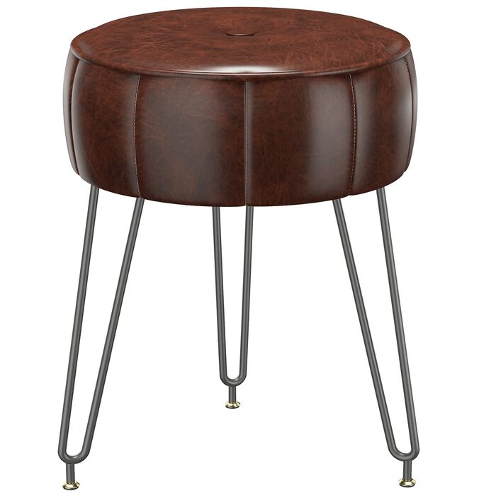 Пуф-стілець для макіяжу YMYNY, стильний пуф у вигляді гарбуза, багатофункціональний пуф для вітальні та спальні, 32 x 32 x 44 см (Коричневий)