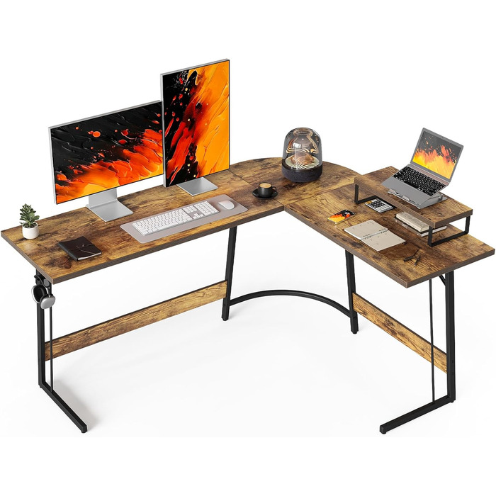 Кутовий ігровий стіл CubiCubi L-подібної форми, 150 x 120 см, Vintage Brown