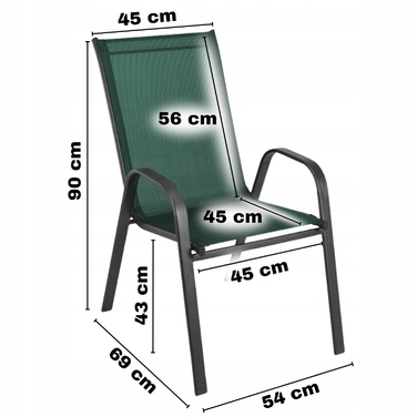 Комплект садових меблів: великий стіл (140x80) та 6 металевих стільців