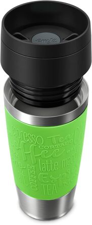 Термокружка Emsa N20210 Travel Mug Classic з нержавіючої сталі, 0.36 л, з кришкою-гвинтовою, ізоляція 4г гаряче/8г холодне, 100% герметична, для миття в посудомийній машині, з поворотним отвором для пиття (лімонний колір)