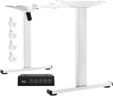 Електричний регульований стіл Flamaker з телескопічною основою та пам'яттю, білий