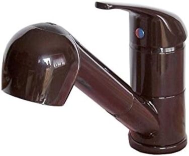 Одноважільний змішувач для раковини з висувною душовою кабіною для посудомийної машини в Mocha. Низький тиск.