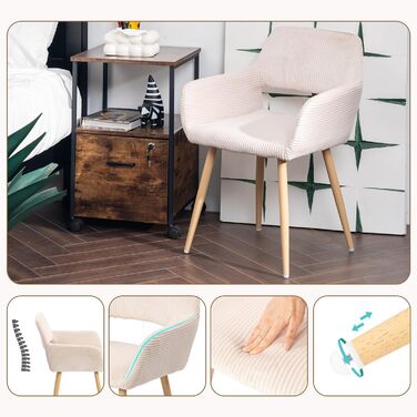 Крісла для їдальні Cosy 2 шт. - кухонні, вітальні, з підлокітниками, світло-бежеві