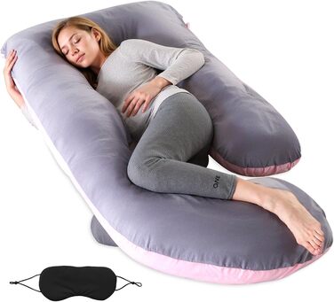 Подушка для вагітних BBWELL U-подібної форми, 80x120x180 см, сіро-рожева