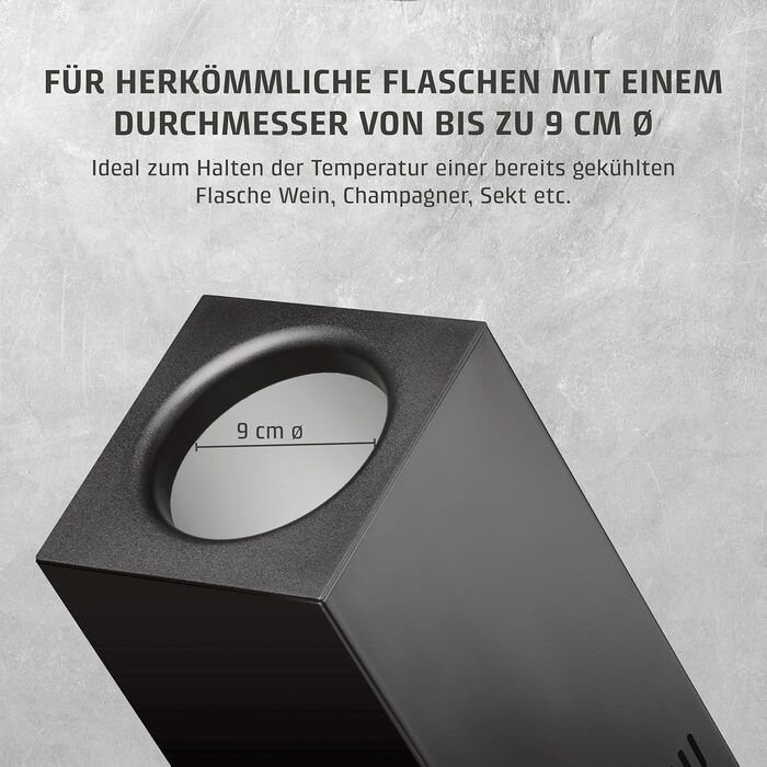 CASO WineCase One Black - Витримання вина: міні-холодильник для однієї пляшки, 5-18°C, діаметр до 9 см, сенсорне керування, чорне сталеве покриття