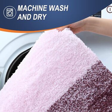 Набір килимків для ванної кімнати OLANLY, 2 шт., м'який, швидковисихаючий, мікрофібра, нековзний, придатний для прання та сушки в машинці, плюшеві килимки для ванної (119,4 x 50,8 см + 61 x 40,6 см)