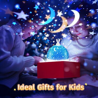 Нічник-проектор зоряного неба для дітей з 15 фільмами, Bluetooth, LED, нічник для дитячої кімнати, кролик