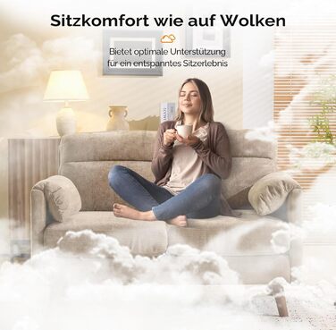 Диван Bonnlo 2-місний, компактний, 125 см, тканинний, з м'якими підлокітниками, для офісу, вітальні, спальні, кабінету, легка збірка, льон, коричневий