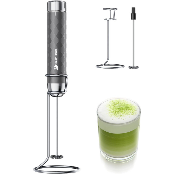 Електричний пінний балон Maestri House LunaFro 2.0 (сірий): бездротовий міксер з регулюванням швидкості та нержавіючою сталею