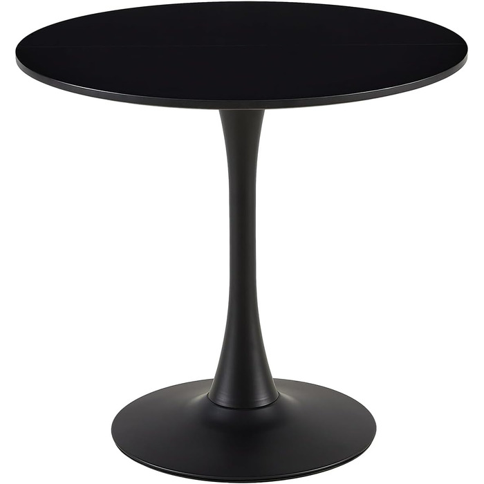 Круглий обідній стіл для кухні, вітальні, балкону. Діаметр 70/80 см, білий/чорний