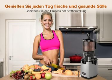 Електрична холодний соковичавниця Fretta Slow Juicer з нержавіючої сталі, 250W, з функцією реверсу, BPA Free