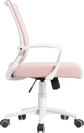 Офісний стілець Yaheetech ергономічний з сітчастою спинкою, регульований, з підлокітниками, до 136 кг (Рожевий)