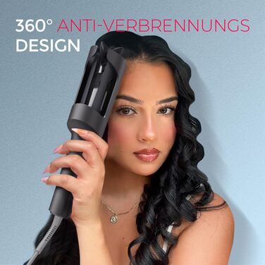 Автоматичний локон-стайлер TYMO CURLPRO: 25 мм, захист від перегріву, 3 температурні режими (160-210°C), для великих та маленьких локонів, металевий сірий