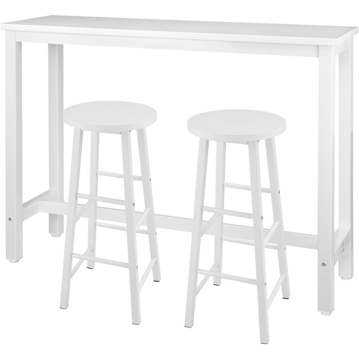 Набір барних стільців WOLTU: стіл та 2 стільці, 140x40x100 см, білий