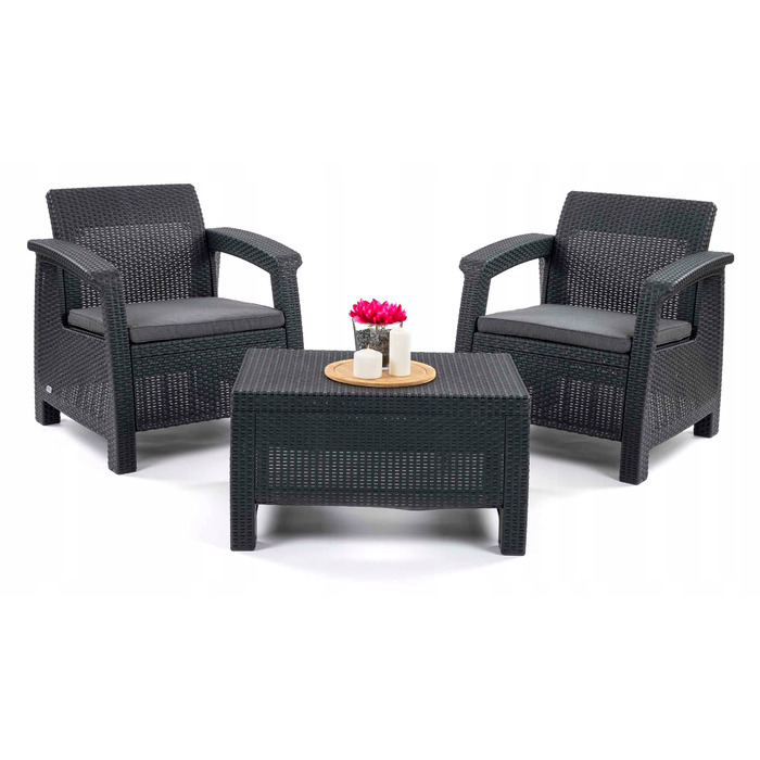 Комплект садових меблів Allibert із пластику, сірий, 3 предмети