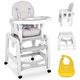 Дитячий стільчик Ricokids Sinco 5в1 - регульований, з функцією гойдання та нахилом спинки (сірий)