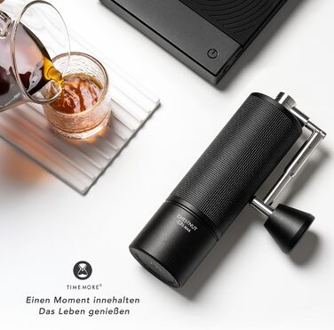 Ручна кавомолка TIMEMORE Chestnut C3S MAX, чорна: для еспресо та френч-прес, з металевим корпусом