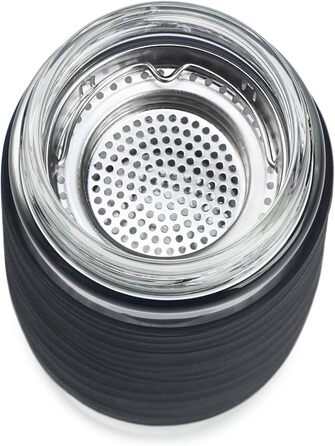 Чайний горнятко Emsa N20805 Teebecher з подвійними стінками, 0.4 л, знімний фільтр, BPA-Free, герметичне, для миття в посудомийній машині, 360° відкривання (Чорний)